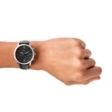 Fossil Neutro Quartz Black Dial Black Leather 44mm Watch FS5452