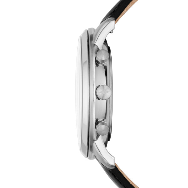 Fossil Neutro Quartz Black Dial Black Leather 44mm Watch FS5452