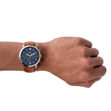 Fossil Neutro Quartz Blue Dial Brown Leather 44mm Watch FS5453