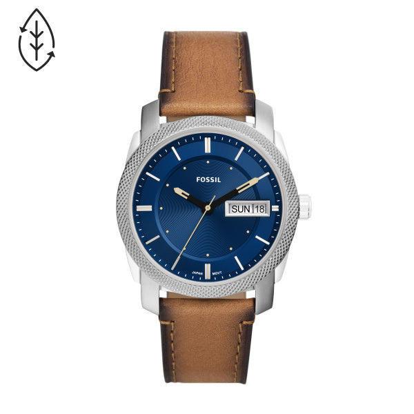Fossil Machine Brown Leather Blue Dial 42mm Mens Watch FS5920