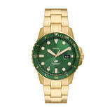 Fossil Blue Green Dial 42mm Gold Mens Watch FS5950