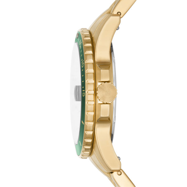 Fossil Blue Green Dial Gold Steel 42mm Mens Watch FS5950