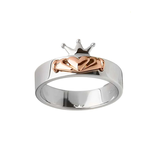House of Lor Sterling Silver & 9ct Rose Gold Claddagh Ring H20009