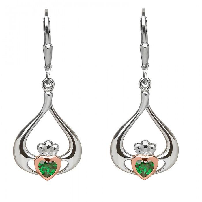 House of Lor Claddagh Green Drop Earrings H30040