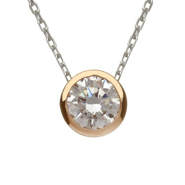 House of Lor Round Single Stone CZ Necklace H40035