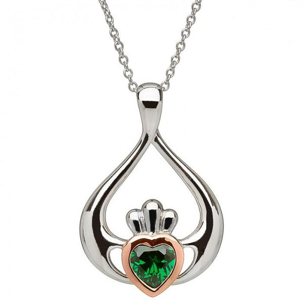 House of Lor Claddagh Green Drop Necklace H40040