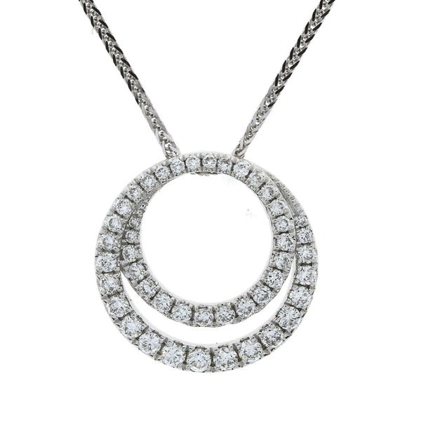 18ct White Gold 0.46ct Double Cirlce Diamond Necklace