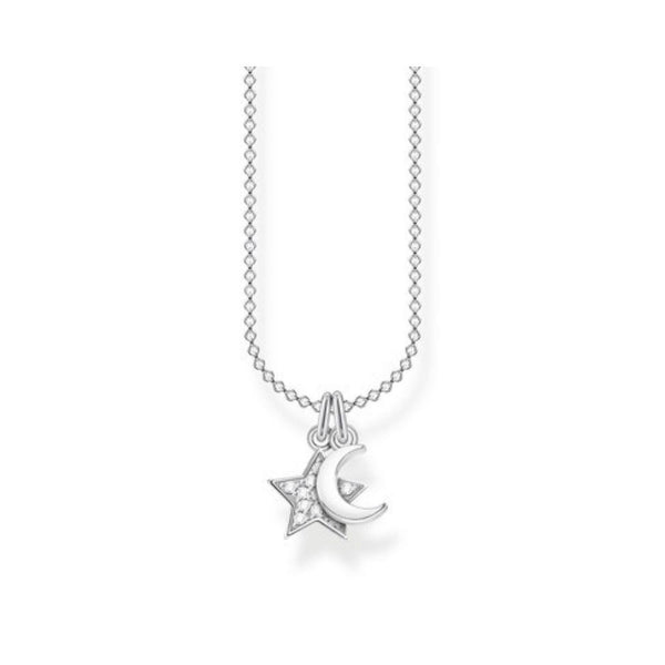 Thomas Sabo CZ Star and Moon Silver Necklac