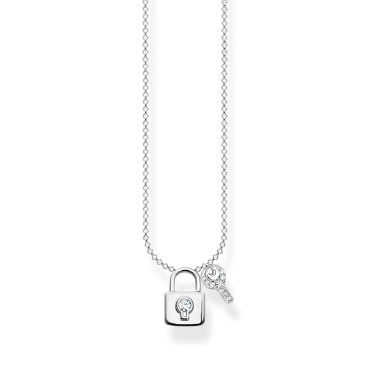 Thomas Sabo Silver Cubic Zirconia Lock with Key Necklace KE2122-051-14
