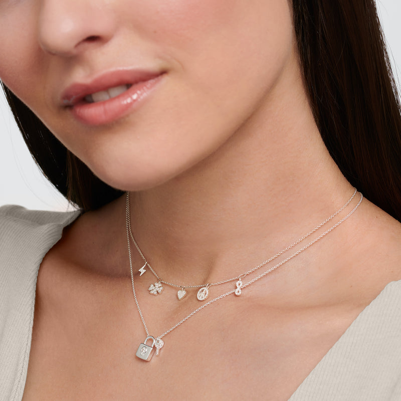 Thomas Sabo Silver Cubic Zirconia Lock with Key Necklace KE2122-051-14