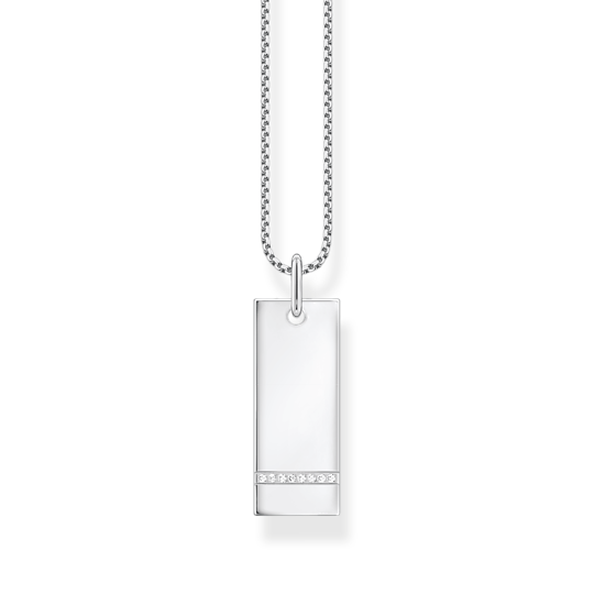 Thomas Sabo Engravable Bar Silver and Cubic Zirconia Necklace KE2135-051-14
