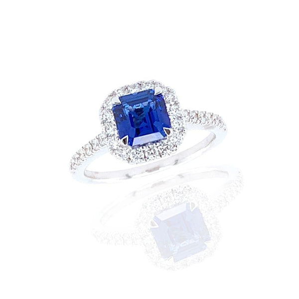 18ct White Gold Diamond and Sapphire Engagement Ring