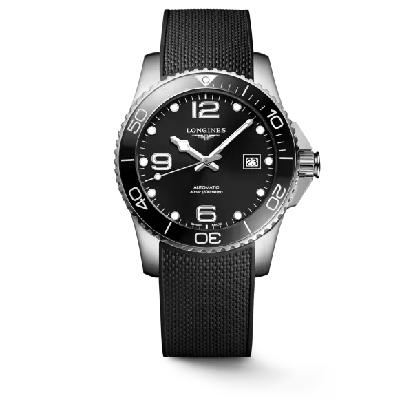 Longines HydroConquest · Negro / Caucho