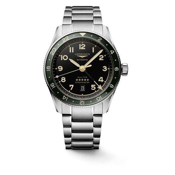 Longines Spirit Zulu Time Automatic Steel Green 42mm Mens Watch L38124636