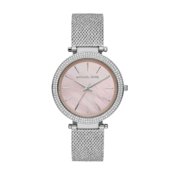 Michael Kors Darci Pink Dial Silver Steel 39mm Ladies Watch MK4518