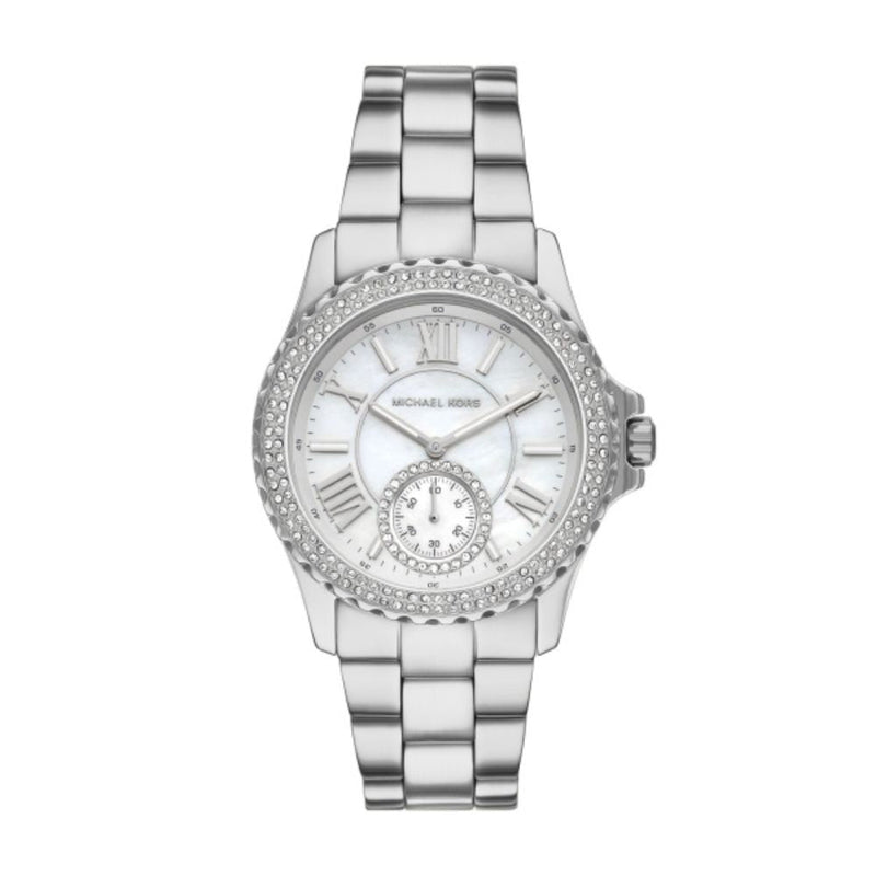Michael Kors Everest Quartz Silver Steel White Mother of Pearl 40mm Ladies Watch MK7403