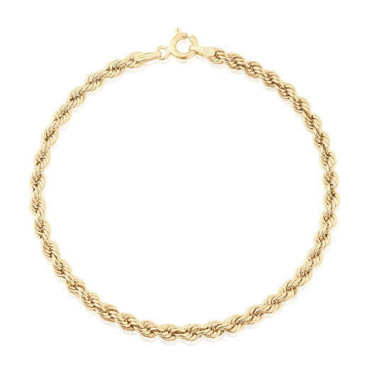 9ct Gold 18.5cm Rope Bracelet