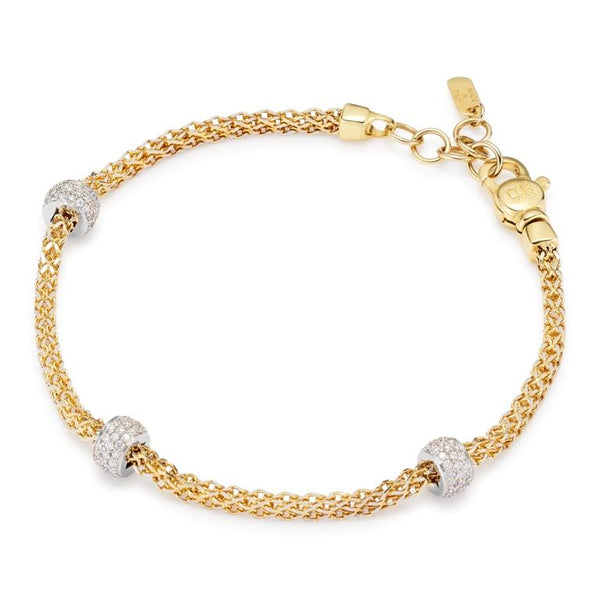 Bizzotto Gioielli 18ct Gold Three Diamond Pavé Barrels Bracelet