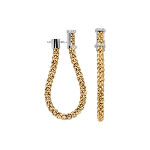 FOPE Essentials Flex'it 18ct Yellow Gold Diamond and Mesh Chain Earrings OR04BBR_GB
