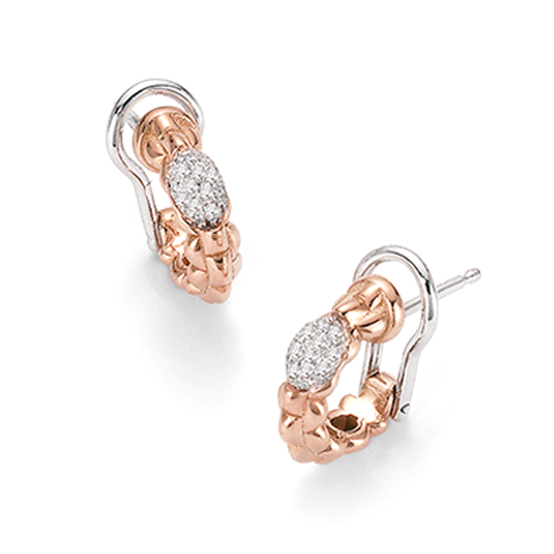 FOPE Flex'it Eka Tiny 18ct Rose Gold Pave Diamond Earrings OR730 PAVE