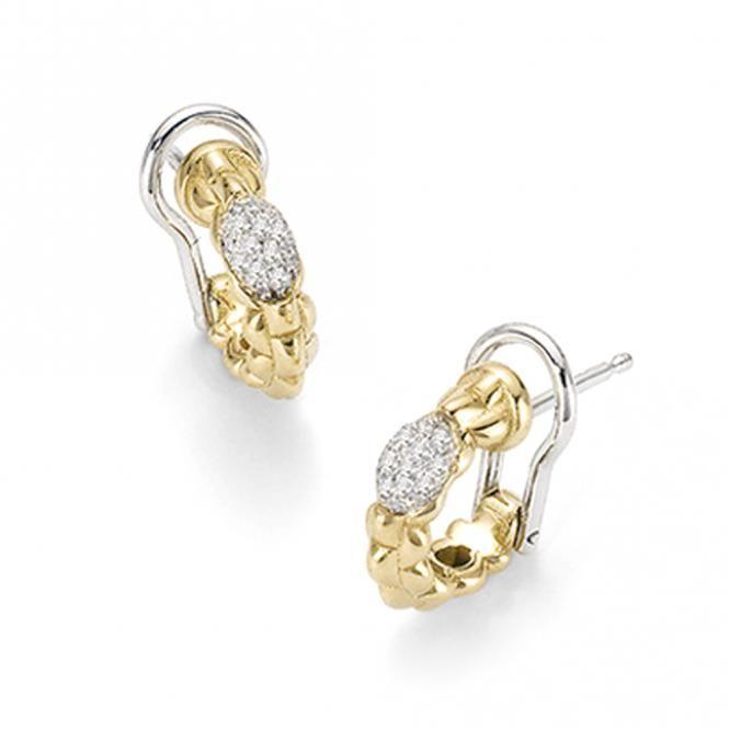 FOPE Flex'it Eka Tiny 18ct Yellow Gold Pave Diamond Earrings OR730 PAVE