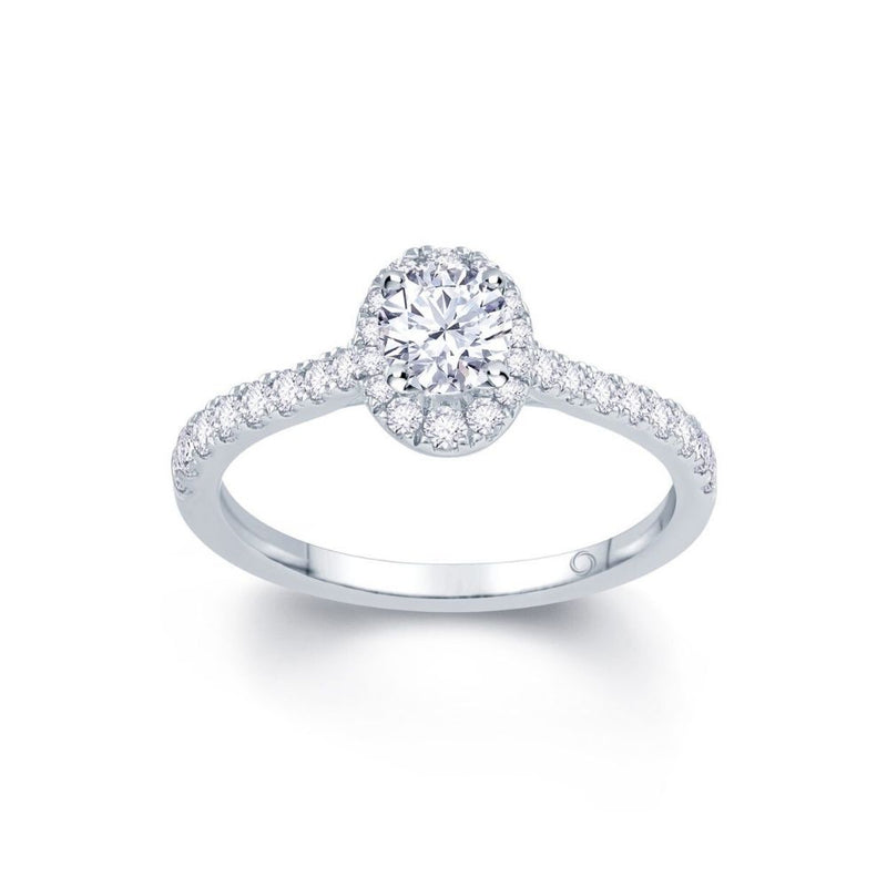 Platinum Oval Halo Engagement Ring