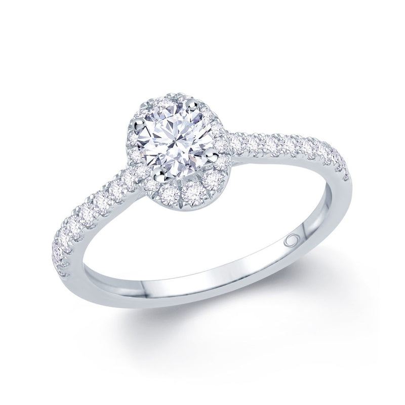 Platinum Oval Halo 0.40ct Diamond Engagement Ring