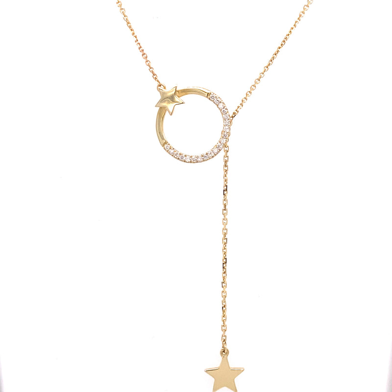 9ct Gold Double Stars 0.12ct Diamond Necklace 