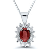 9ct White Gold Diamond and Ruby/Emerald/Sapphire Necklace
