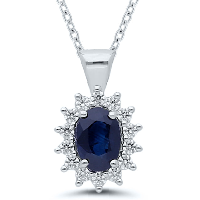 9ct White Gold Diamond and Ruby/Emerald/Sapphire Necklace