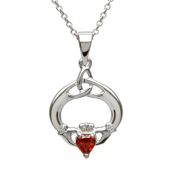 House of Lor January SIlver Claddagh & Trinity Knot Birthstone Pendant PS.00650-1 
