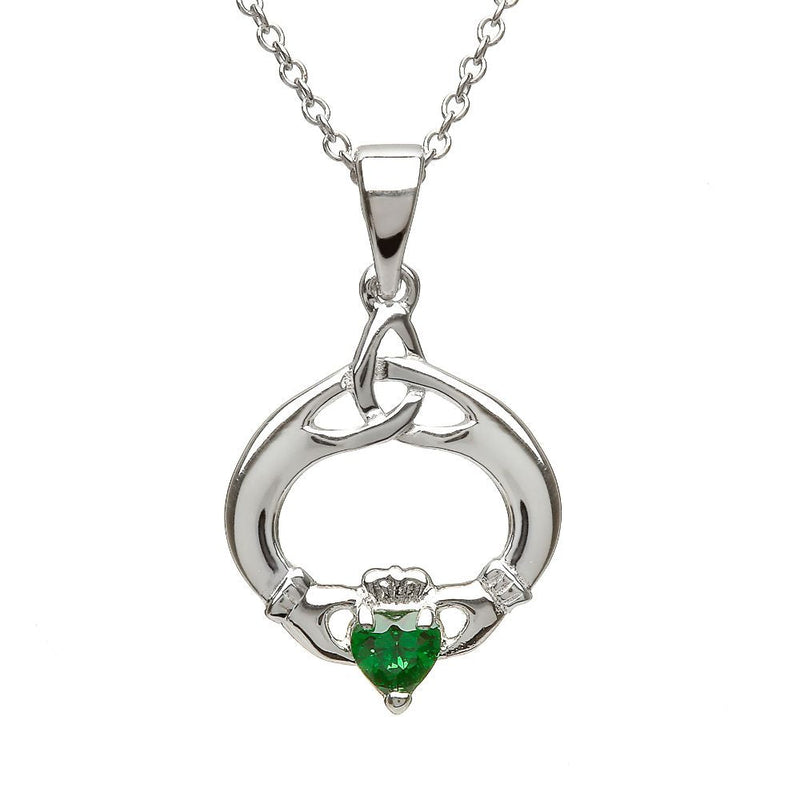 House of Lor May Silver Claddagh & Trinity Knot Birthstone Pendant PS.00650-5