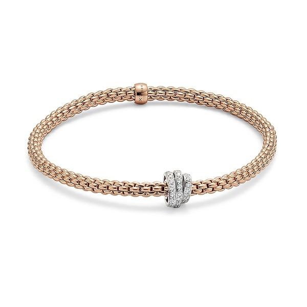 FOPE Flex'it Prima 18ct Rose Gold Diamond Bracelet 744B PAVEM