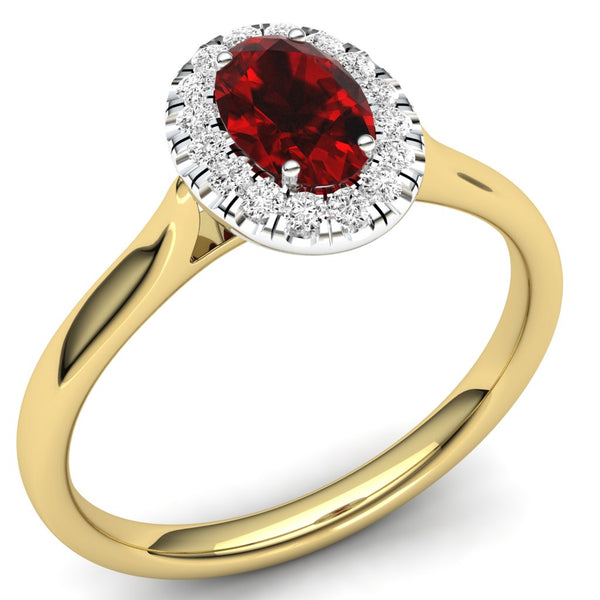 9ct Gold 0.13ct Diamond and Oval Ruby / Sapphire Ring