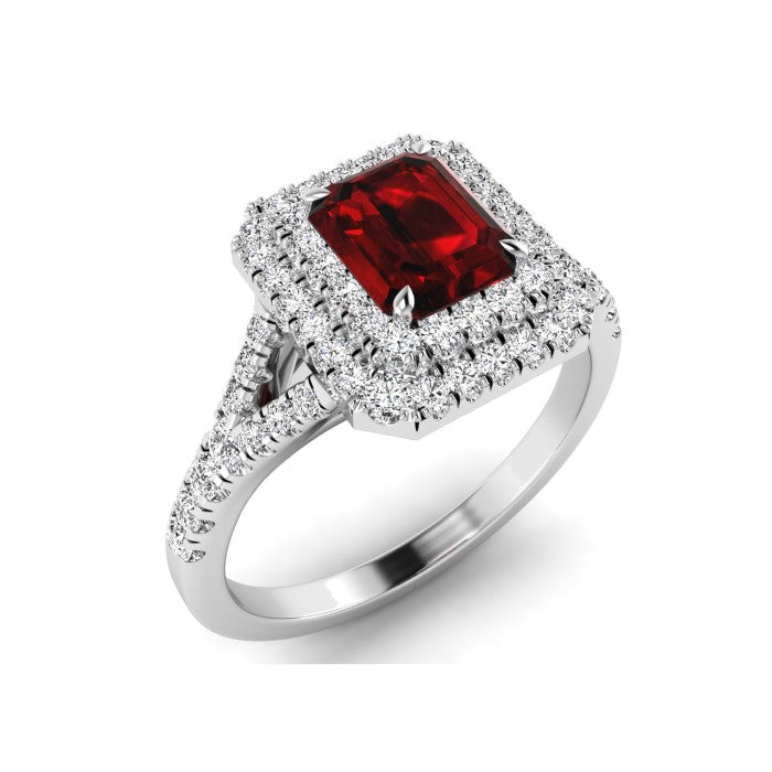 18ct White Gold 1.2ct Ruby and 0.39ct Diamond Ring