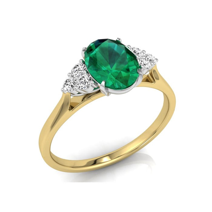 9ct Gold 0.10ct Diamond and Oval Colourstone Ring