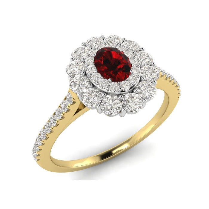9ct Gold 0.41ct Diamond and Ruby/Emerald/Sapphire Ring