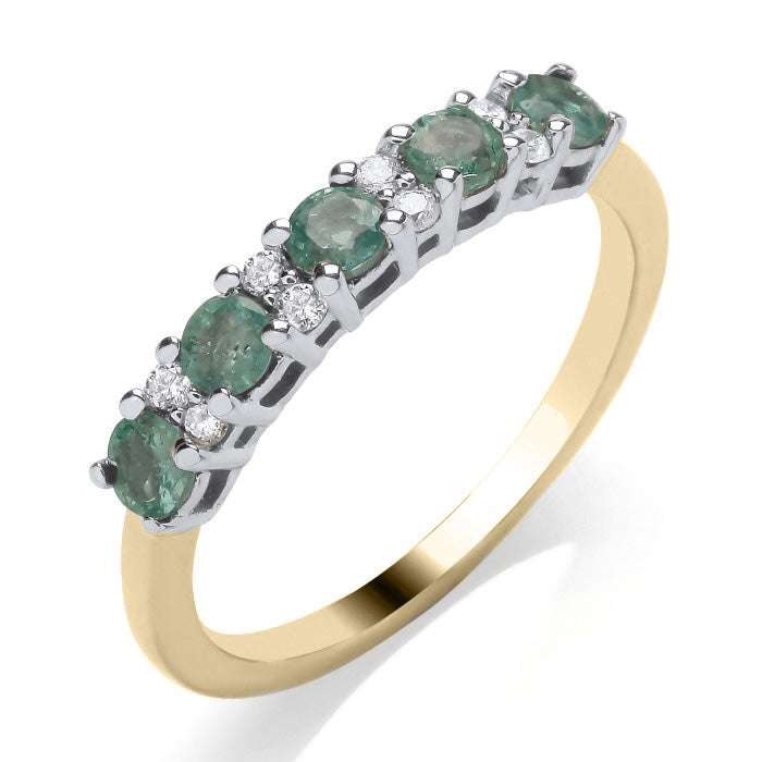 9ct Gold Diamond & Five Stone Ruby / Emerald / Sapphire Ring