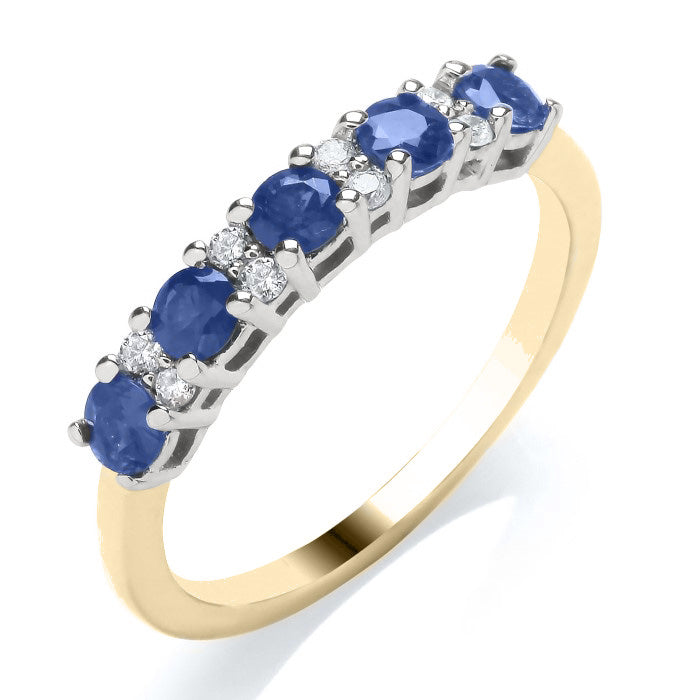 9ct Gold Diamond & Five Stone Ruby / Emerald / Sapphire Ring