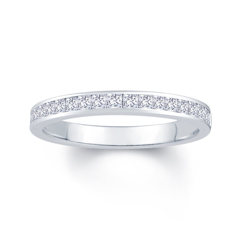 18ct White Gold Princess Cut 0.50ct Diamond Wedding Ring