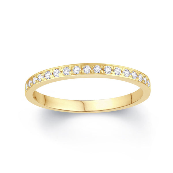 18ct Yellow Gold Pave Set 0.15ct Diamond Wedding Ring