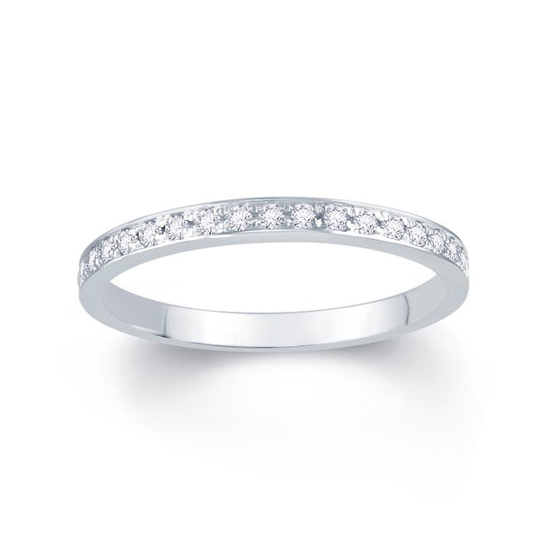 18ct White Gold Pave Set 0.15ct Diamond Wedding Ring