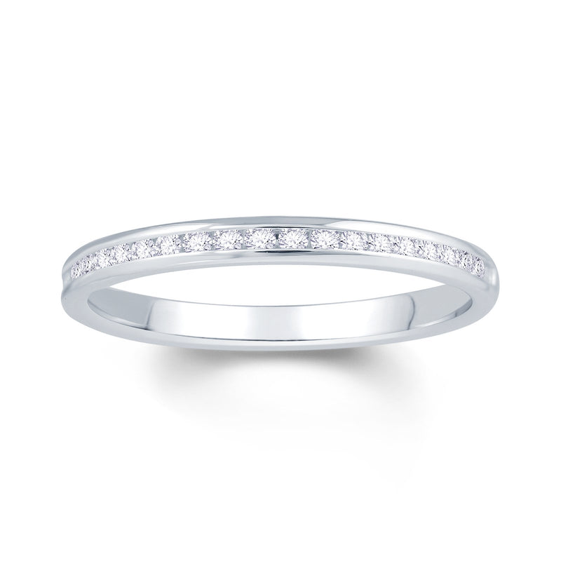 18ct White Gold Channel Set 0.10ct Diamond Wedding Ring