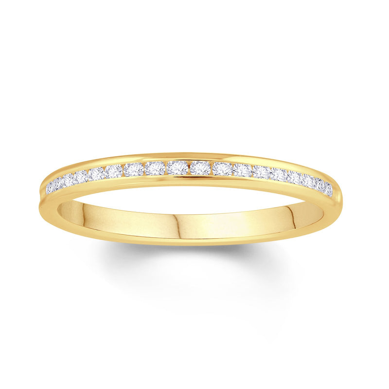 18ct Yellow Gold Channel Set 0.10ct Diamond Wedding Ring