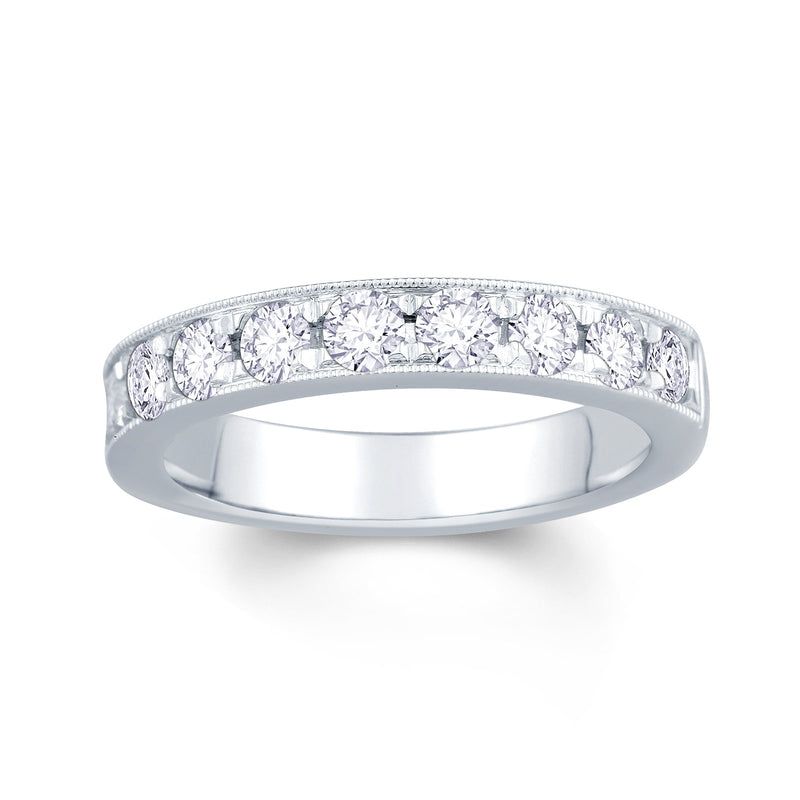 18ct White Gold Pave Set 0.75ct Diamond Wedding Ring