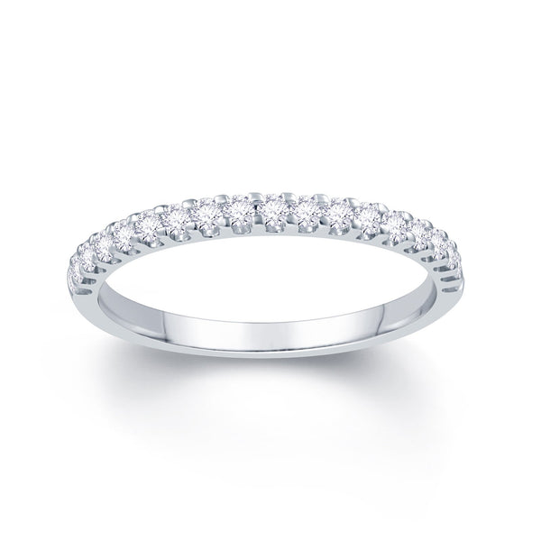 18ct White Gold Scallop Claw 0.20ct Diamond Wedding Ring
