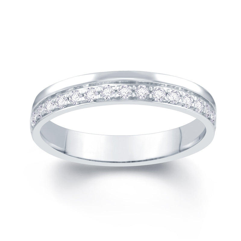 18ct White Gold Pave Off Set 0.25ct Diamond Wedding Ring