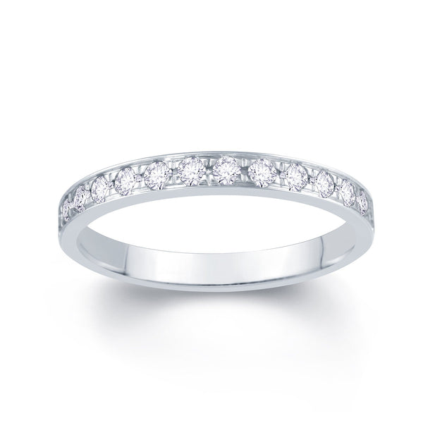 18ct White Gold Pave Set 0.30ct Diamond Wedding Ring