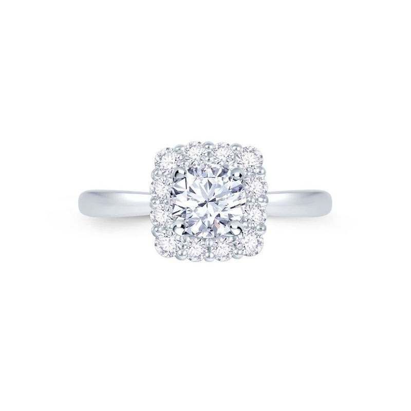 Platinum Cushion Halo 0.40ct Diamond Ring