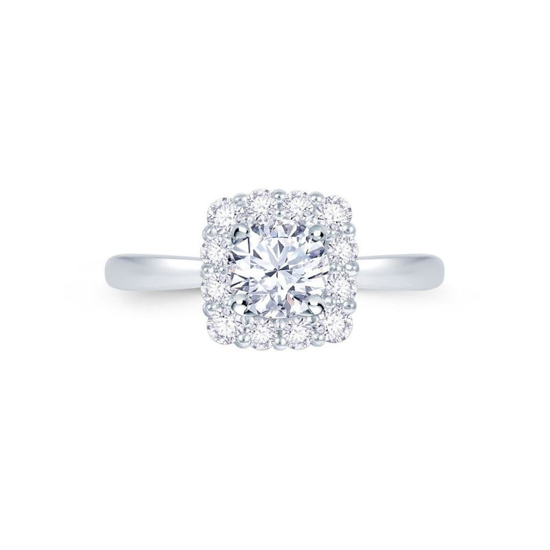 Platinum Cushion Halo 0.40ct Diamond Engagement Ring